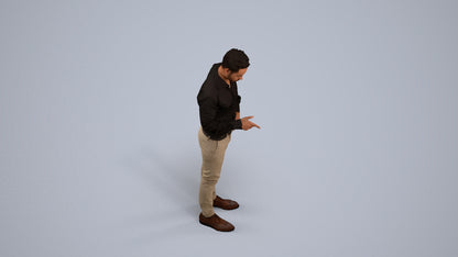 realistic 3D man business standing, scanned archviz people for Blender and 3ds Max, back view render