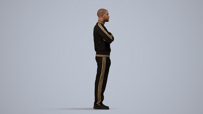 scanned 3D man standing, photogrammetry people for Enscape and V-Ray, side view render