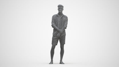 3D scanned man standing casual, photorealistic archviz people for Enscape and SketchUp, three-quarter front view render