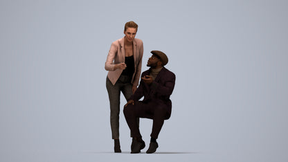 realistic 3D woman business, scanned archviz people for Blender and 3ds Max, top-down view render