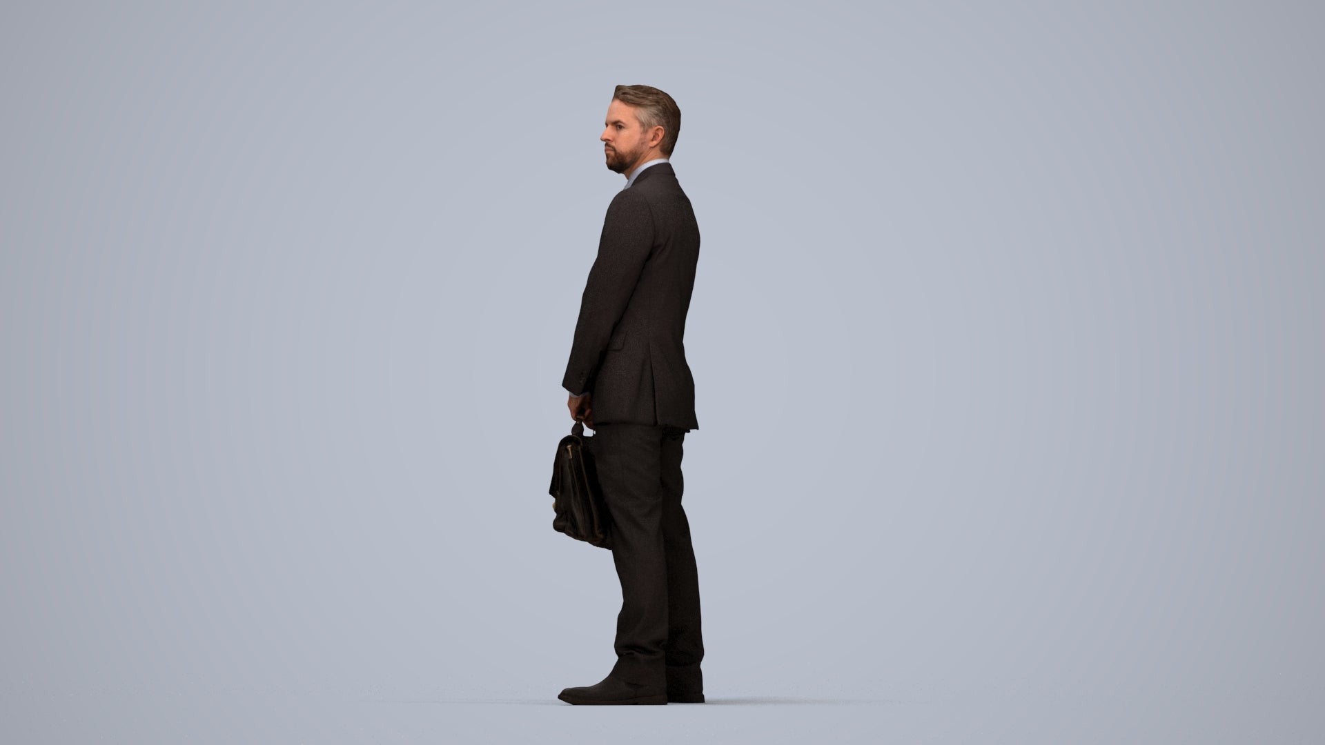 realistic 3D man business, scanned archviz people for Blender and 3ds Max, top-down view render