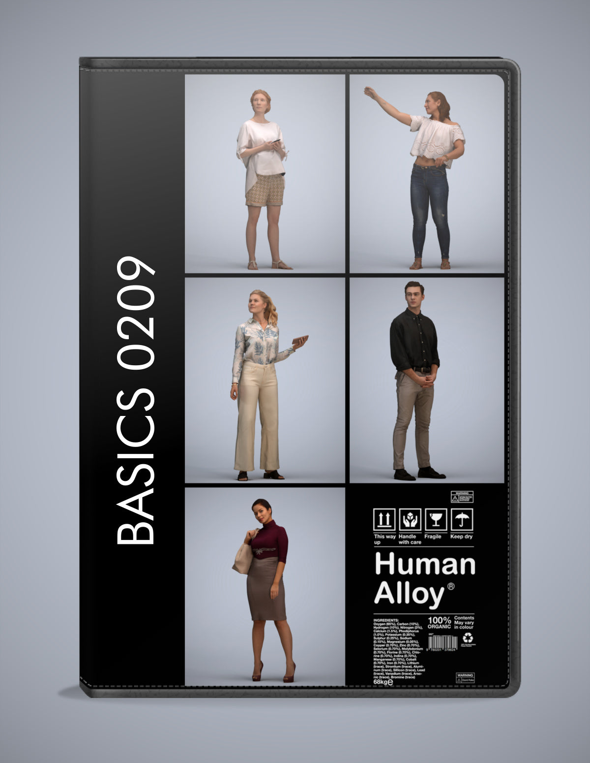 scanned 3D people standing collection, 5 photogrammetry models for Enscape and V-Ray