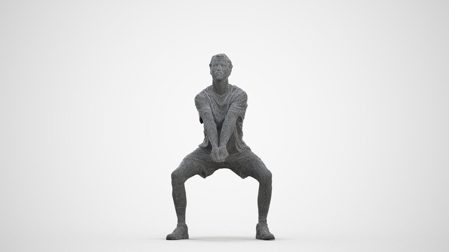 3D people model man sport, scanned human for 3ds Max rendering, three-quarter front view render