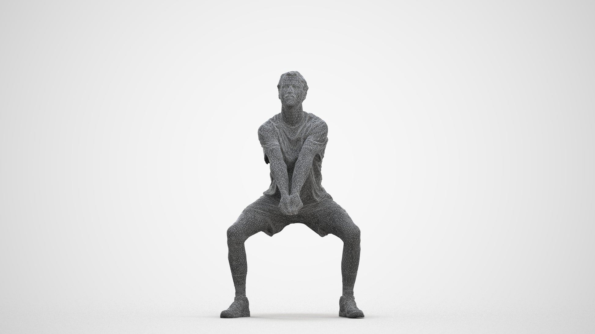 3D people model man sport, scanned human for 3ds Max rendering, three-quarter front view render