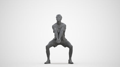 3D people model man sport, scanned human for 3ds Max rendering, three-quarter front view render