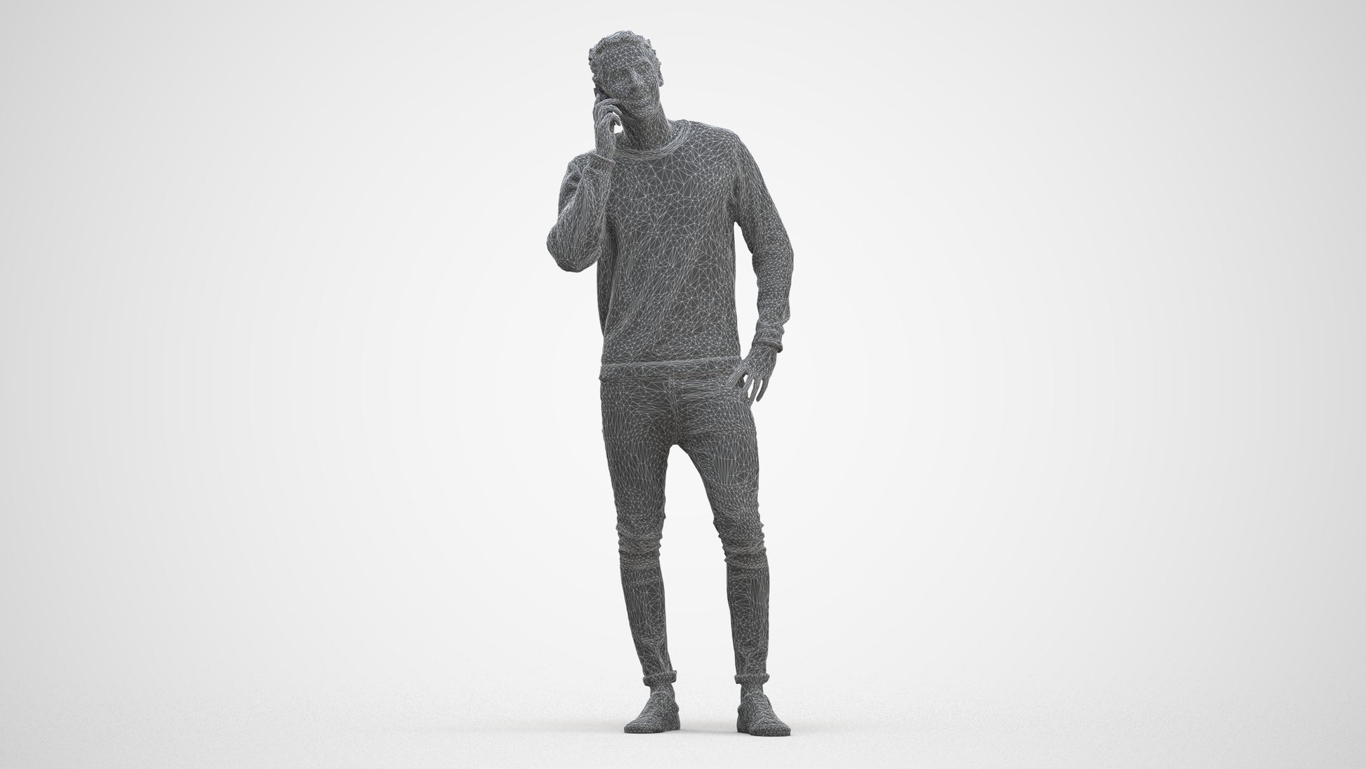 realistic 3D people man casual standing, render-ready for V-Ray and Corona, FBX OBJ, three-quarter front view render