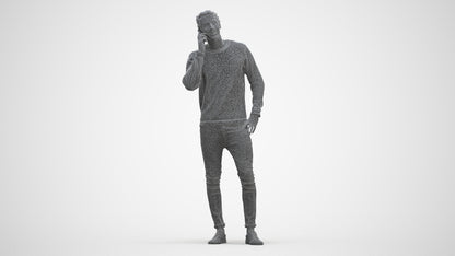 realistic 3D people man casual standing, render-ready for V-Ray and Corona, FBX OBJ, three-quarter front view render