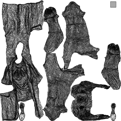 scanned 3D woman business standing, photogrammetry people for Enscape and V-Ray, wireframe top-down view