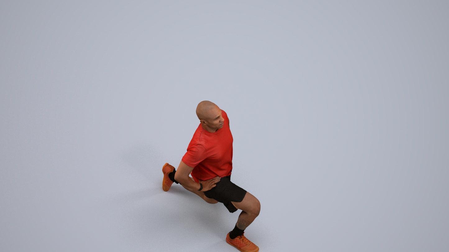 realistic 3D human man sport, archviz people FBX OBJ for Blender, back view render