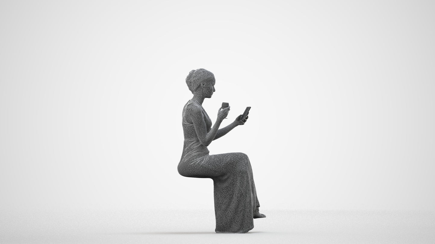 realistic 3D people woman formal formalaffairs, render-ready for V-Ray and Corona, FBX OBJ, wireframe side view