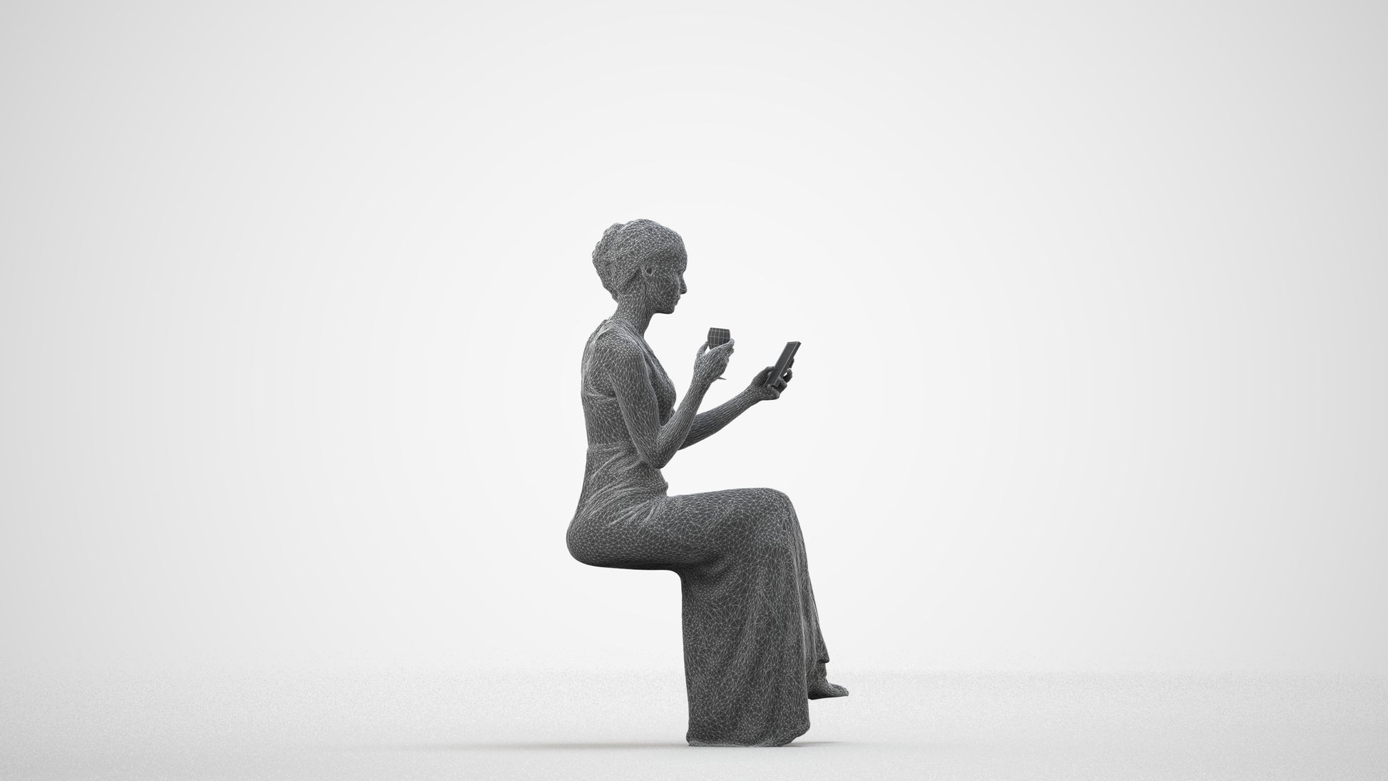realistic 3D people woman formal formalaffairs, render-ready for V-Ray and Corona, FBX OBJ, wireframe side view