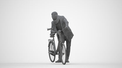 photogrammetry 3D man casual cycling, realistic human model archviz FBX, wireframe back view
