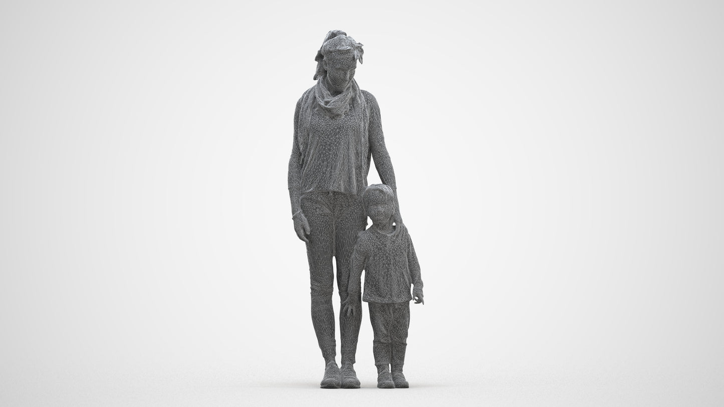 realistic 3D people girl casual kids, render-ready for V-Ray and Corona, FBX OBJ, three-quarter front view render