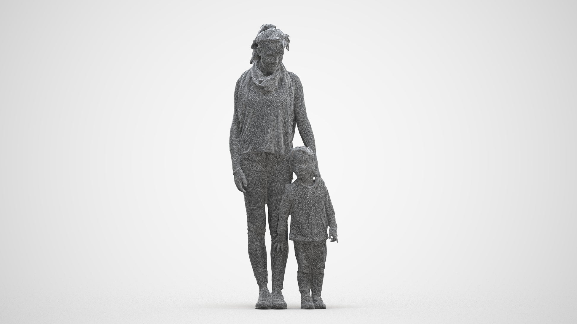 realistic 3D people girl casual kids, render-ready for V-Ray and Corona, FBX OBJ, three-quarter front view render