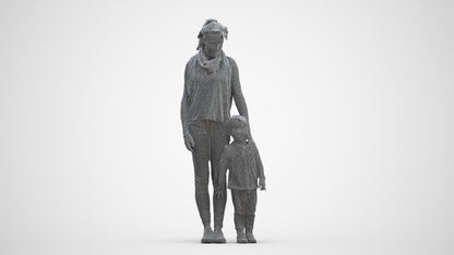 realistic 3D people girl casual kids, render-ready for V-Ray and Corona, FBX OBJ, three-quarter front view render