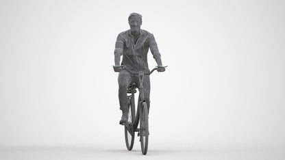 realistic 3D man casual cycling, scanned archviz people for Blender and 3ds Max, three-quarter front view render
