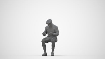 realistic 3D man casual sitting, scanned archviz people for Blender and 3ds Max, wireframe back view