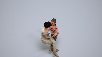 3D human model girl casual kids, photogrammetry scanned person for archviz, back view render