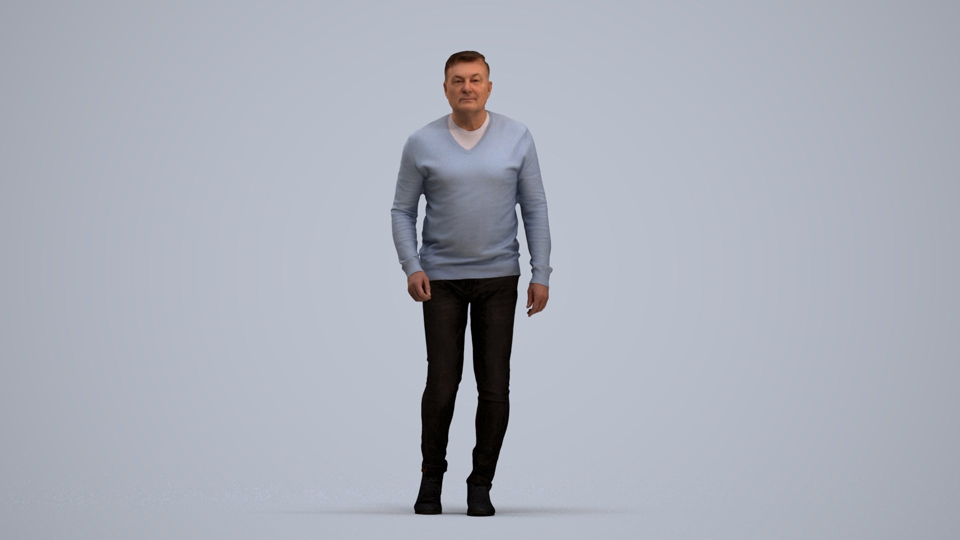 realistic 3D human man casual walking, archviz people FBX OBJ for Blender, standing pose render