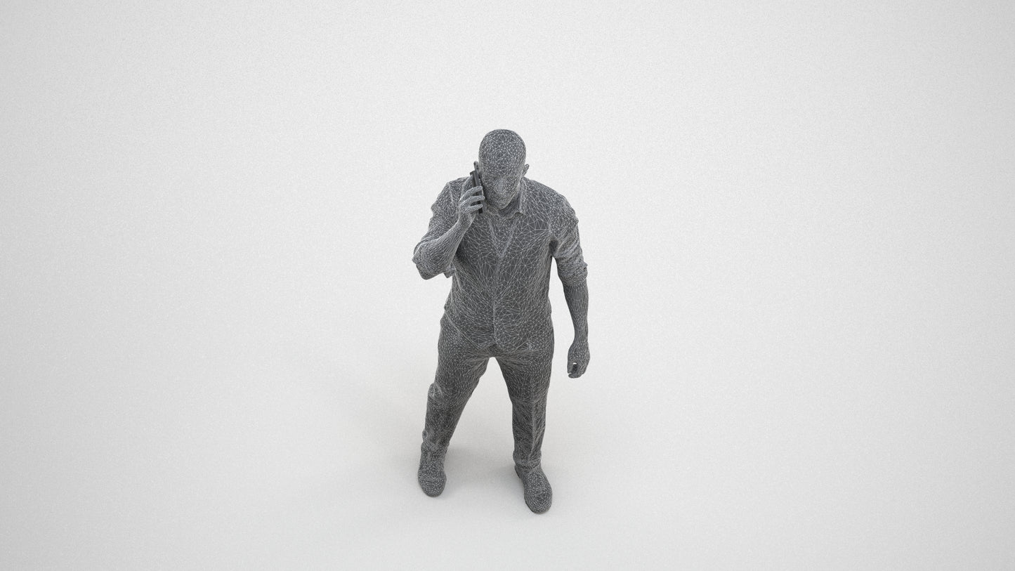 realistic 3D man business, scanned archviz people for Blender and 3ds Max, wireframe three-quarter view