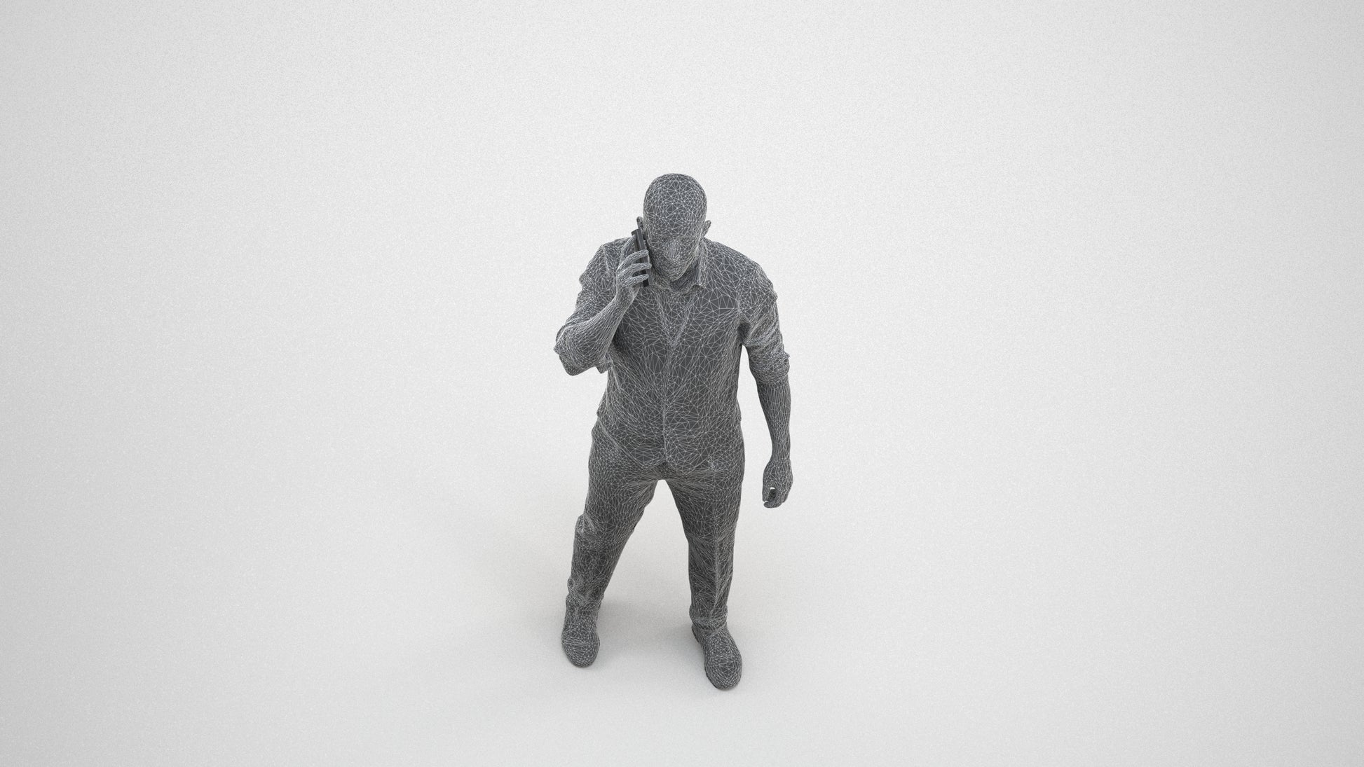 realistic 3D man business, scanned archviz people for Blender and 3ds Max, wireframe three-quarter view