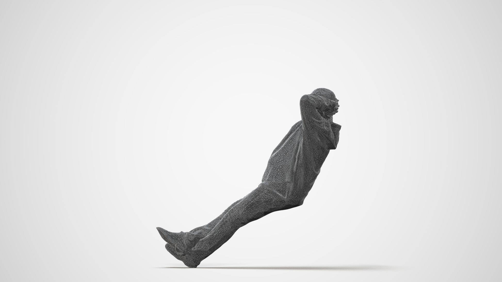 3D human model senior man casual sitting, photogrammetry scanned person for archviz, square thumbnail