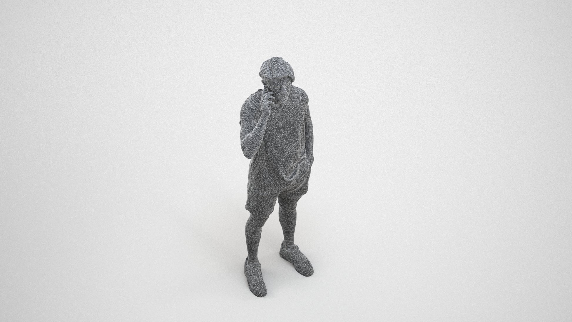 photogrammetry 3D man sport standing, realistic human model archviz FBX, wireframe three-quarter view