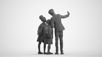 3D people model boy kids, scanned human for 3ds Max rendering, wireframe front view