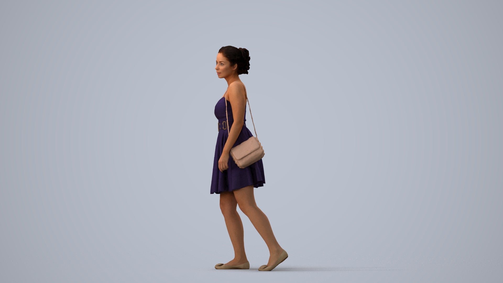 photogrammetry 3D woman formal formalaffairs, realistic human model archviz FBX, three-quarter view render