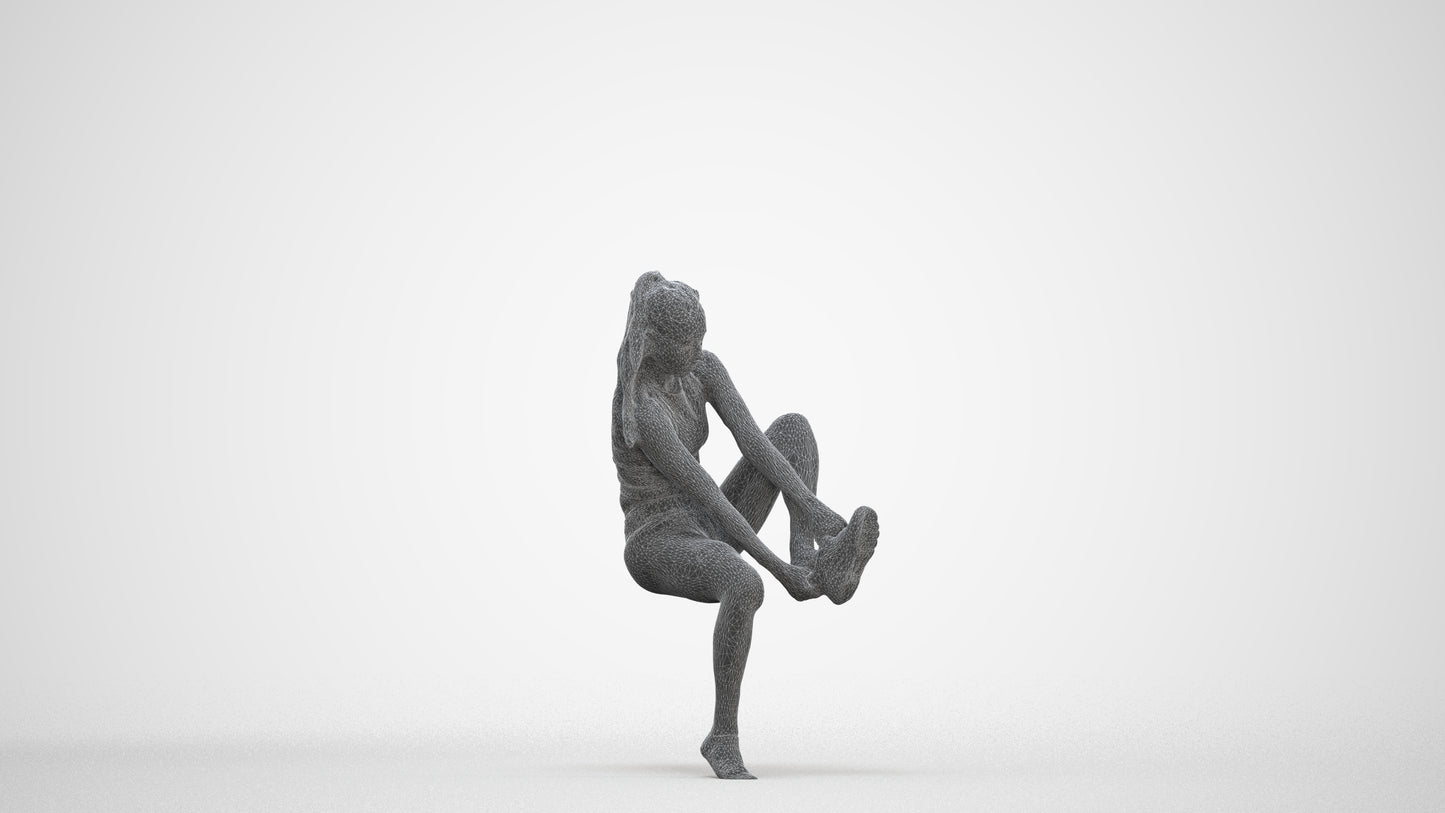 realistic 3D human woman sport, archviz people FBX OBJ for Blender, three-quarter front view render