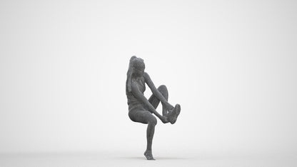 realistic 3D human woman sport, archviz people FBX OBJ for Blender, three-quarter front view render