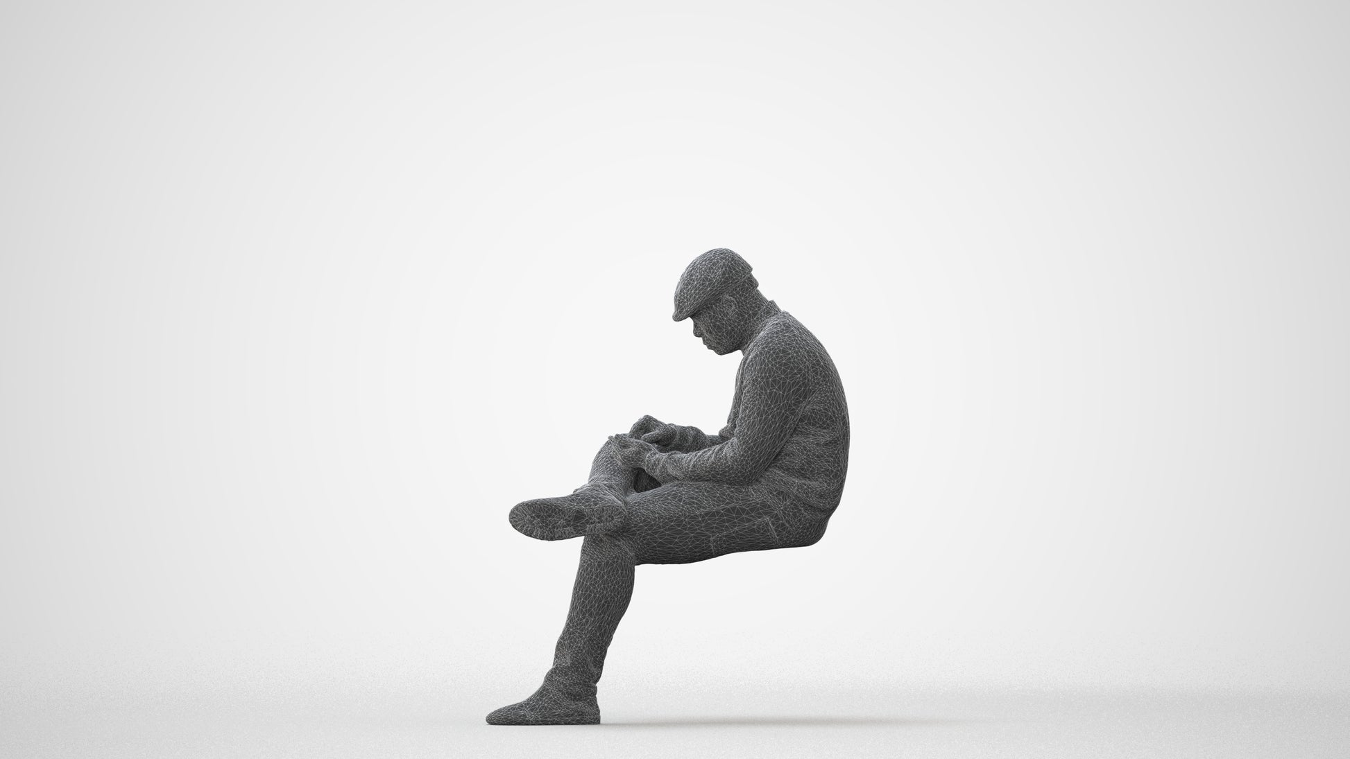 realistic 3D human man casual sitting, archviz people FBX OBJ for Blender, square thumbnail