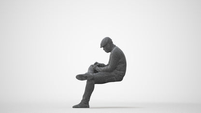 realistic 3D human man casual sitting, archviz people FBX OBJ for Blender, square thumbnail