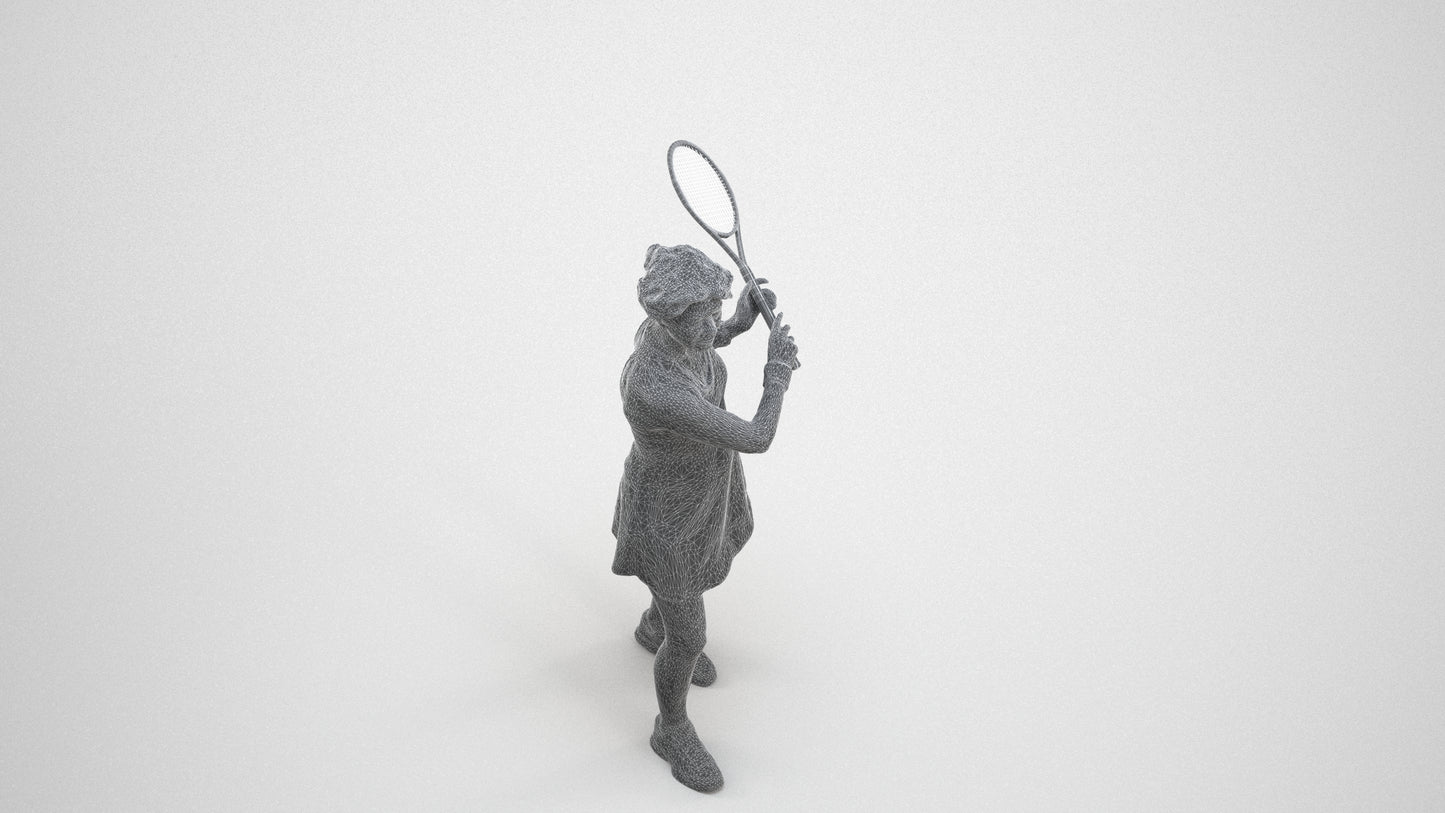 3D scanned woman sport, photorealistic archviz people for Enscape and SketchUp, wireframe three-quarter view