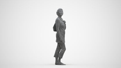 3D scanned senior woman standing casual, photorealistic archviz people for Enscape and SketchUp