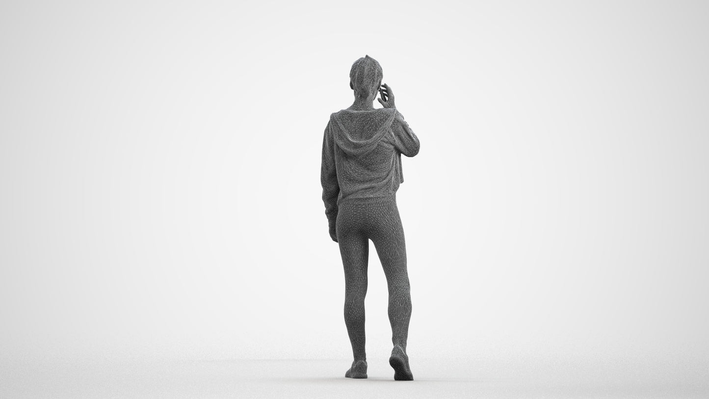 realistic 3D human woman sport, archviz people FBX OBJ for Blender, wireframe front view