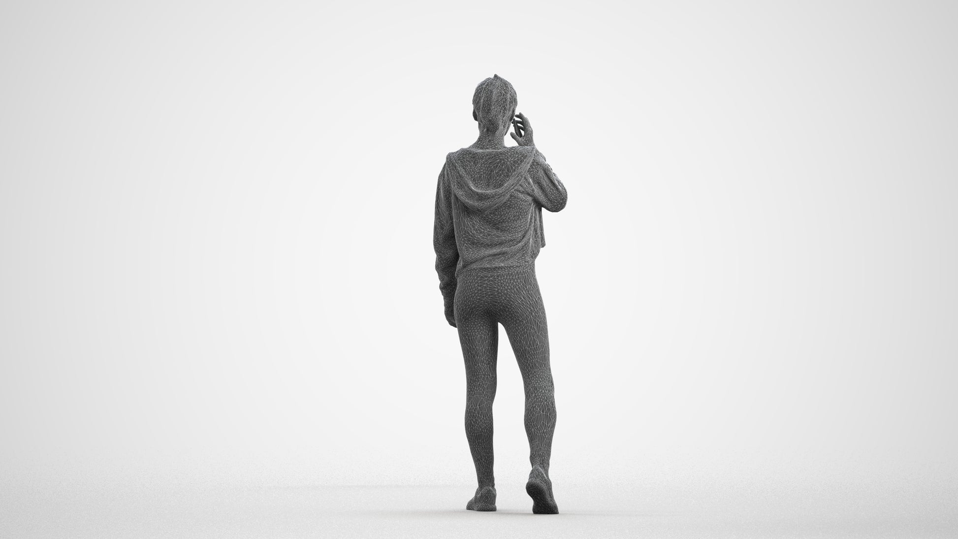 realistic 3D human woman sport, archviz people FBX OBJ for Blender, wireframe front view