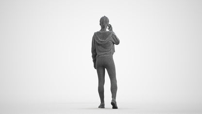 realistic 3D human woman sport, archviz people FBX OBJ for Blender, wireframe front view