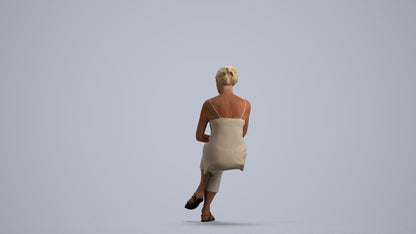scanned 3D senior woman casual sitting, photogrammetry people for Enscape and V-Ray, front view render