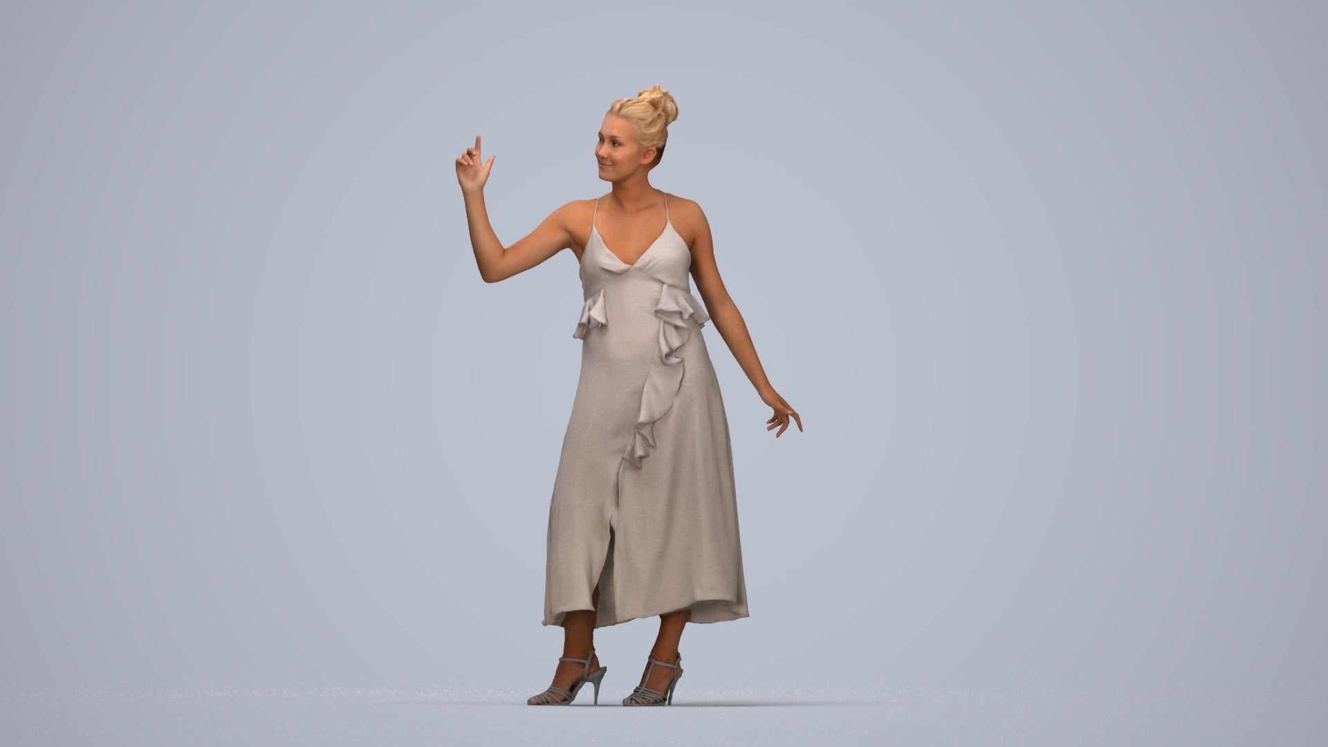 scanned 3D woman formal formalaffairs, photogrammetry people for Enscape and V-Ray, top-down view render