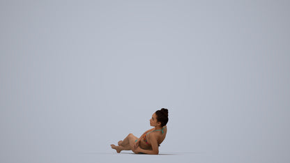 realistic 3D woman pool, scanned archviz people for Blender and 3ds Max, top-down view render