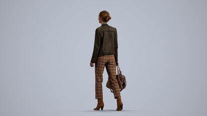 realistic 3D people woman business walking, render-ready for V-Ray and Corona, FBX OBJ, front view render