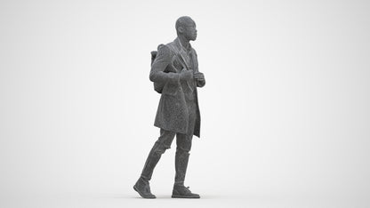 3D people model man casual walking, scanned human for 3ds Max rendering, three-quarter front view render