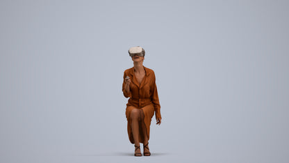 photogrammetry 3D woman casual sitting, realistic human model archviz FBX, standing pose render