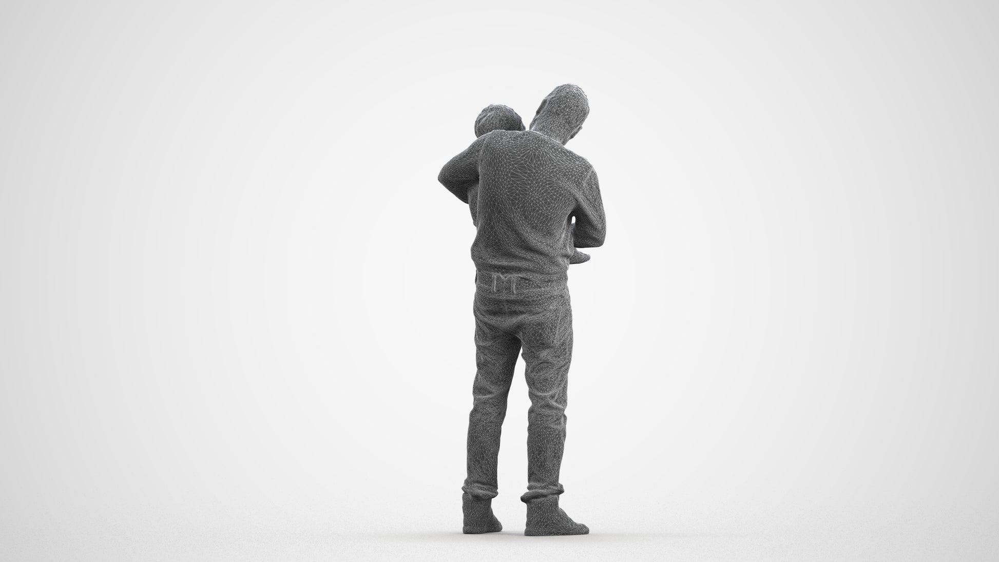 3D people model boy casual kids, scanned human for 3ds Max rendering, wireframe front view