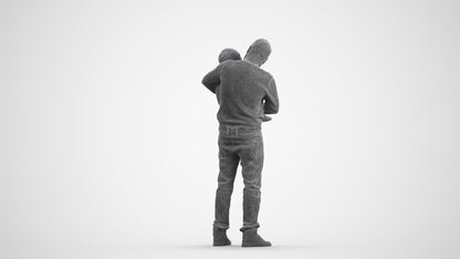 3D people model boy casual kids, scanned human for 3ds Max rendering, wireframe front view