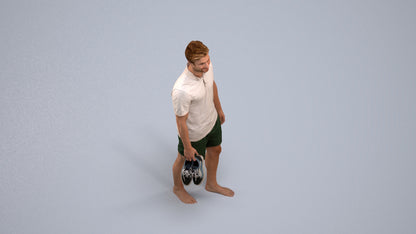 3D human model man casual walking, photogrammetry scanned person for archviz, back view render