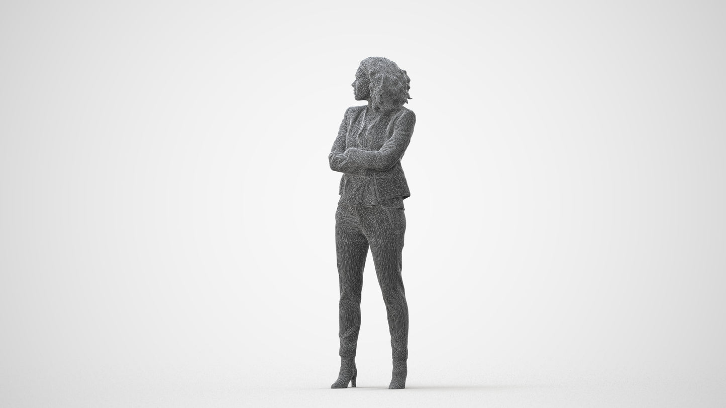 scanned 3D woman business standing, photogrammetry people for Enscape and V-Ray, square thumbnail