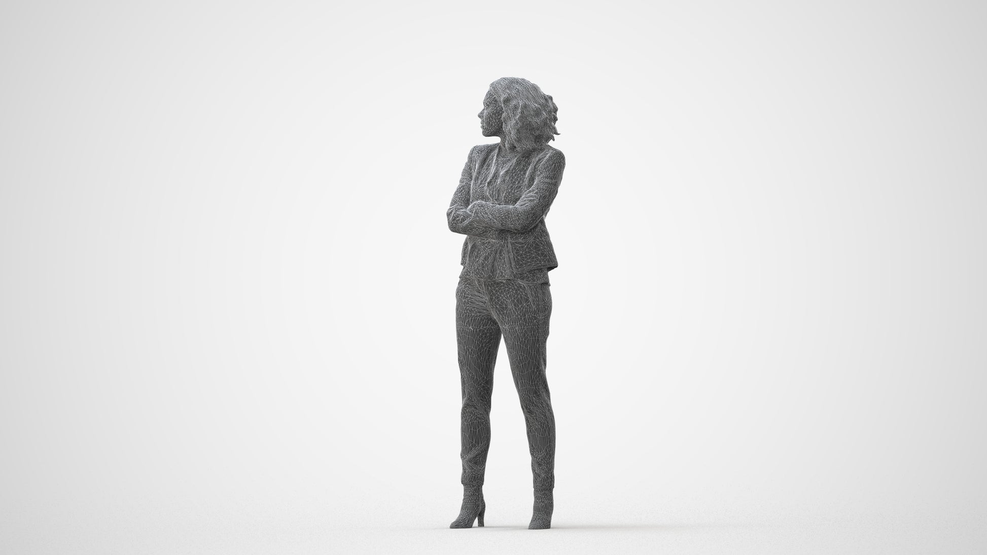 scanned 3D woman business standing, photogrammetry people for Enscape and V-Ray, square thumbnail