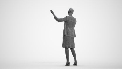 3D scanned woman business, photorealistic archviz people for Enscape and SketchUp, wireframe front view
